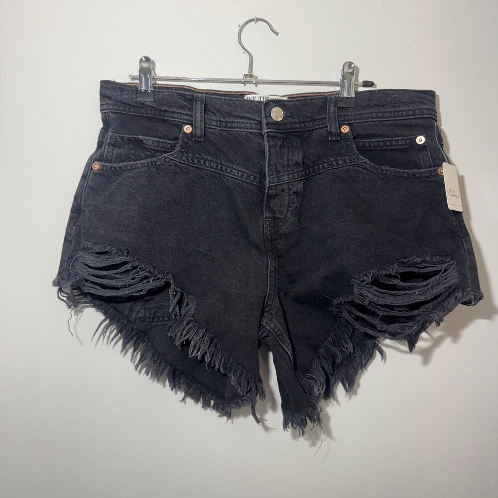 NWT Free People We The Free Makai Cut Off Denim Shorts Black 29 Punky